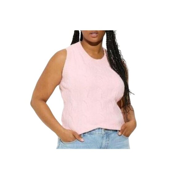 Torrid Sweater Women 4X Pink Vegan Cashmere Vest Cable Knit Cozy Sleeveless Soft - Picture 1 of 12